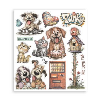 Printed Decorative Rub on selection for Art and Craft cm 20,5x23 - Furry Friends 2