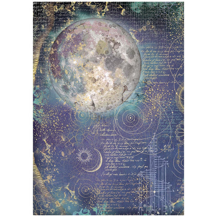 Printed A4 Rice paper for Art and Craft - Cosmos moon