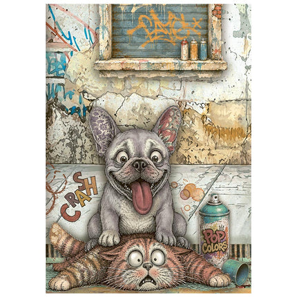 Printed Mini Rice paper A6 8 sheets for Art and Craft - Furry Friends 2