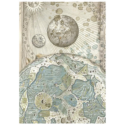 Printed 8 Rice paper A6 backgrounds selection for Art and Craft - Cosmos