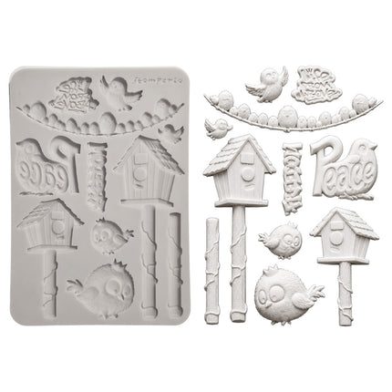 Moule en silicone A5 pour loisirs créatifs - Furry Friends 2 oiseaux