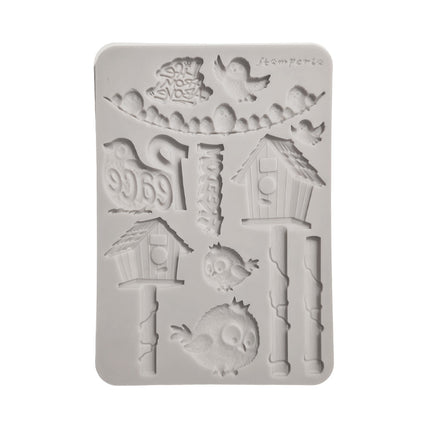Moule en silicone A5 pour loisirs créatifs - Furry Friends 2 oiseaux