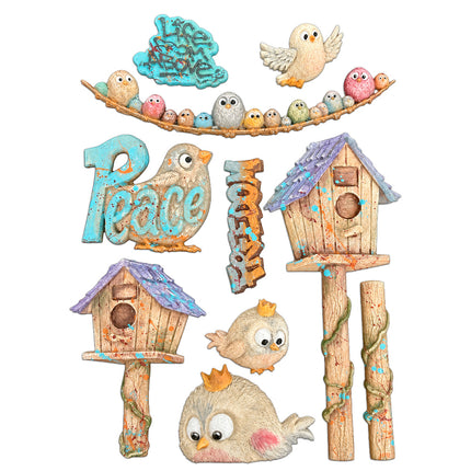 Moule en silicone A5 pour loisirs créatifs - Furry Friends 2 oiseaux