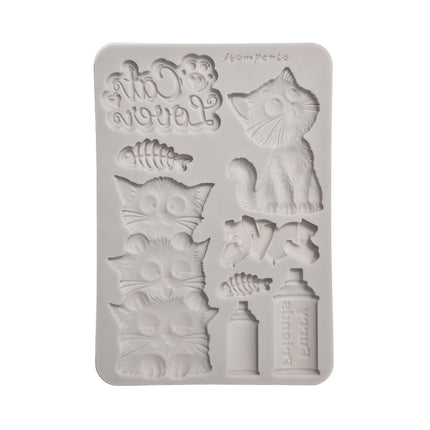 Silicon mould Designs A5 for Art and Craft - Furry Friends 2 cats