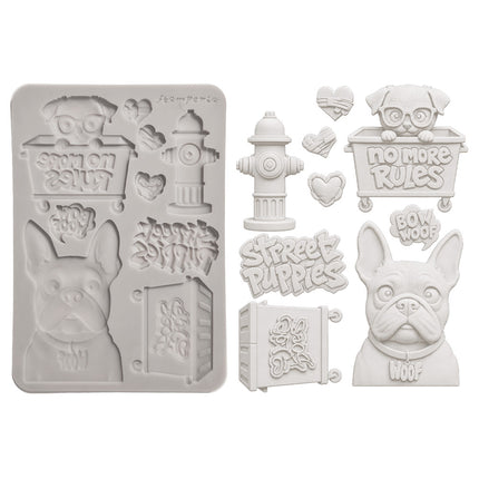 Silicon mould Designs A5 for Art and Craft - Furry Friends 2 dogs
