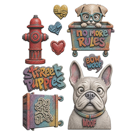 Silicon mould Designs A5 for Art and Craft - Furry Friends 2 dogs