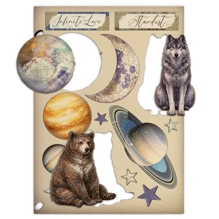 Printed decorative Wooden shape for Art and Craft A5 - Cosmos