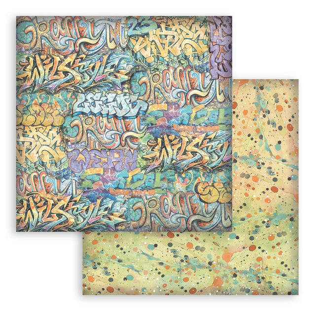 12”x12” (30.5cmX30.5cm) Double sided printed sheet – Furry Friends 2 graffiti lettering