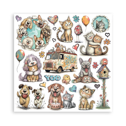 12”x12” (30.5x30.5 cm) Paper Pad 10 double sided printed sheets - Furry Friends 2