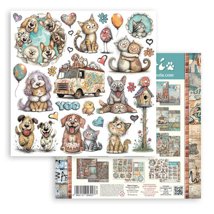 12”x12” (30.5x30.5 cm) Paper Pad 10 double sided printed sheets - Furry Friends 2