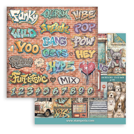12”x12” (30.5x30.5 cm) Paper Pad 10 double sided printed sheets - Furry Friends 2