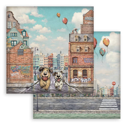 12”x12” (30.5x30.5 cm) Paper Pad 10 double sided printed sheets - Furry Friends 2