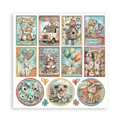 8”x8” (20.3x20.3 cm) Paper Pad 10 double sided printed sheets - Furry Friends 2