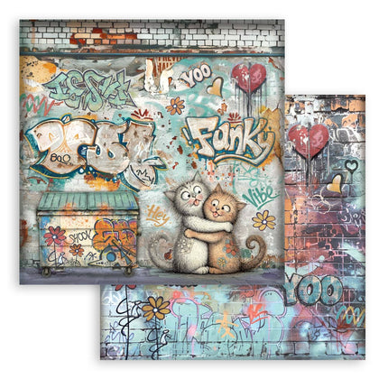 8”x8” (20.3x20.3 cm) Paper Pad 10 double sided printed sheets - Furry Friends 2