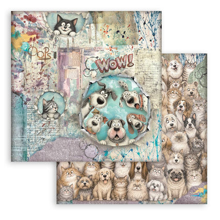8”x8” (20.3x20.3 cm) Paper Pad 10 double sided printed sheets - Furry Friends 2