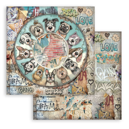 8”x8” (20.3x20.3 cm) Paper Pad 10 double sided printed sheets - Furry Friends 2