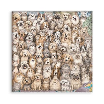 8”x8” (20.3x20.3 cm) Paper Pad 22 single sided printed paper sheets - Furry Friends 2