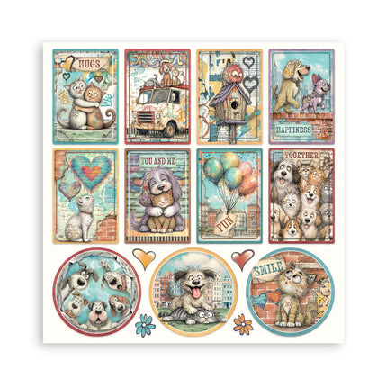12”x12” (30.5x30.5 cm) Paper Pad 22 single sided printed paper sheets - Furry Friends 2