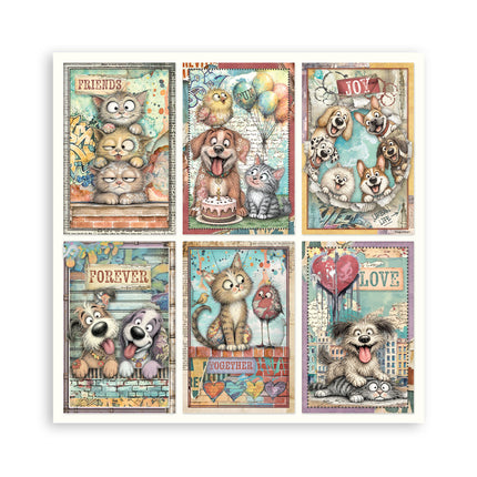 12”x12” (30.5x30.5 cm) Paper Pad 22 single sided printed paper sheets - Furry Friends 2
