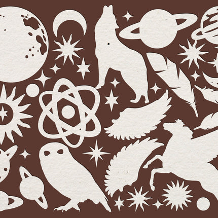 Formes en papier découpées au laser - Cosmos