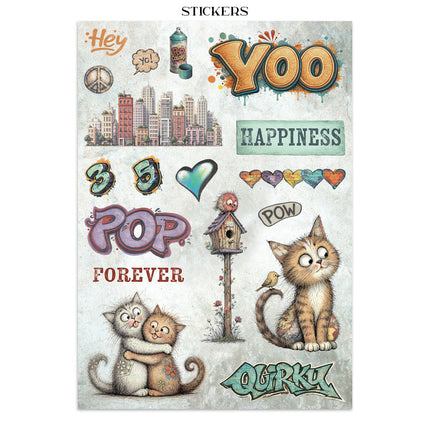 Printed Art Junk journal: stickers, cut-outs, backgrounds for Art and Craft - Furry Friends 2