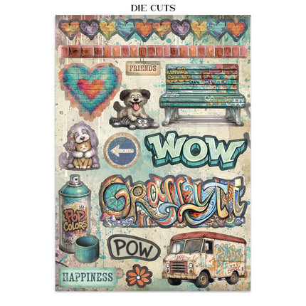 Printed Art Junk journal: stickers, cut-outs, backgrounds for Art and Craft - Furry Friends 2