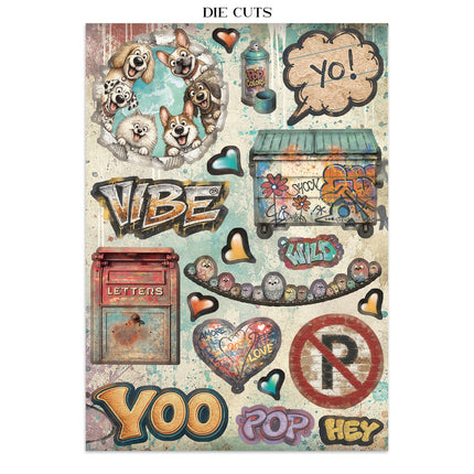 Printed Art Junk journal: stickers, cut-outs, backgrounds for Art and Craft - Furry Friends 2
