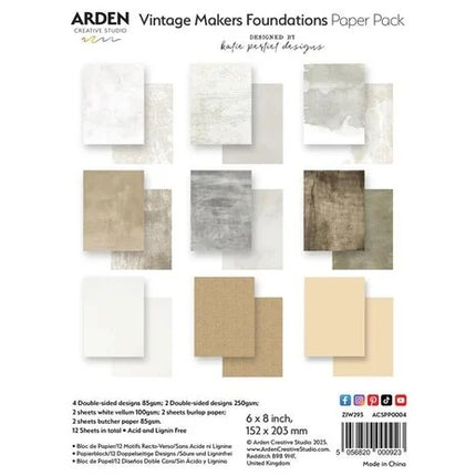 Arden Creative Studio Vintage Makers 6x8 Inch Paper Pack Foundations