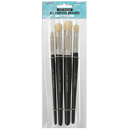 Lot de 4 pinceaux pour les arts, tailles 6"-8"-2"-2/0"