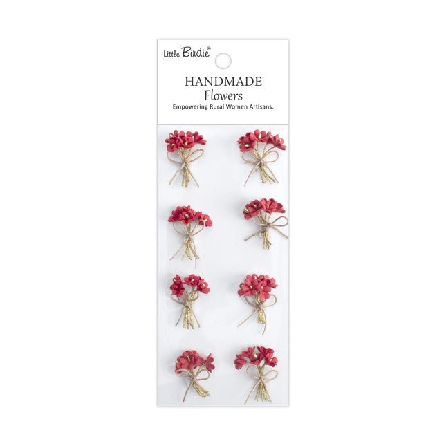 Bouquet de fleurs fait main - Rouge cardinal 8pc