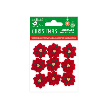 Fleurs en feutre faites à la main - Kay rouge cerise 9pc