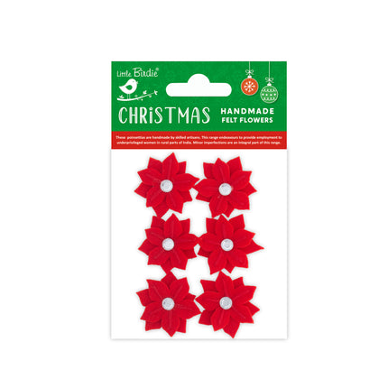Fleurs en feutre faites à la main - Joel rouge cerise 6pc