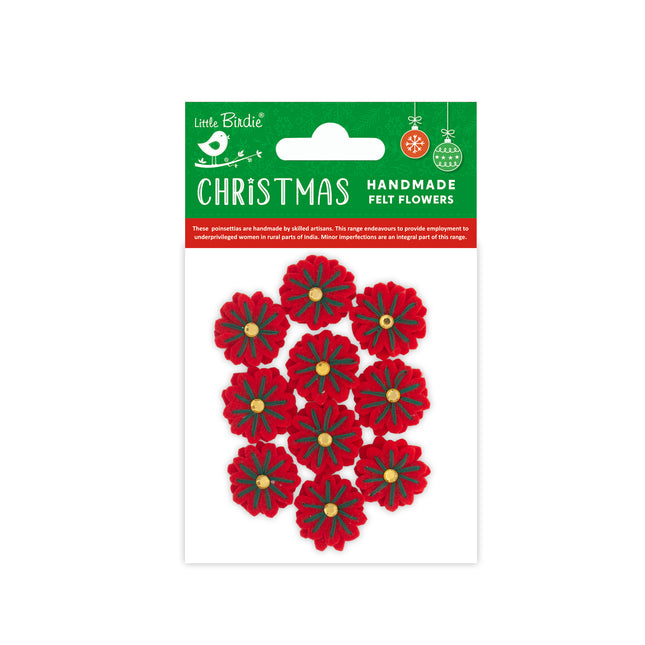 Fleurs en feutre faites à la main - Zara rouge cerise 10pc