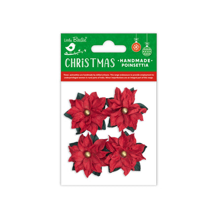 Fleur de poinsettia faite à la main - 4pc