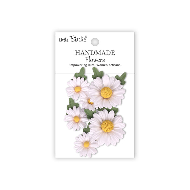 Fleurs faites main Anya - Blanc givré 6pc