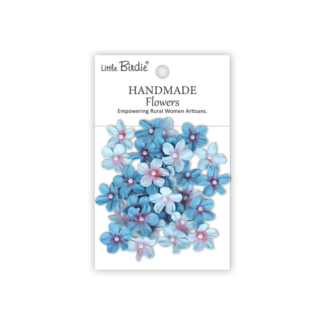 Fleurs faites main Pearl Petites - Bleu cristal 30pc