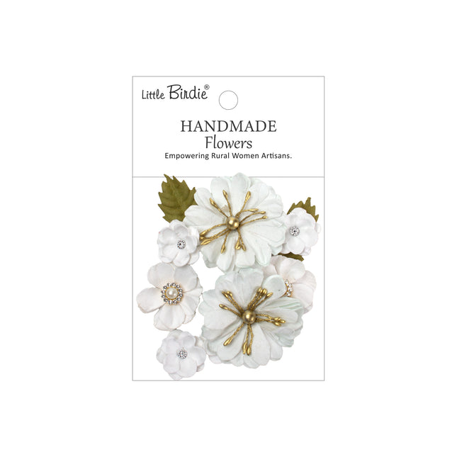 Fleurs faites main Liora - Blanc givré 10pc