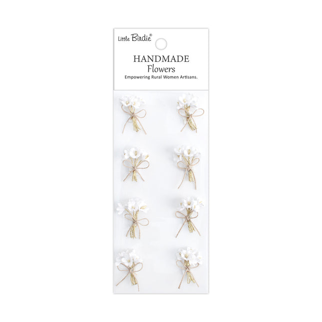 Bouquet de fleurs fait main - Blanc givré 8pc