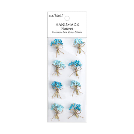 Bouquet de fleurs fait main - Bleu cristal 8pc