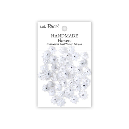 Fleurs faites à la main Micro Jewlled Florettes - Blanc givré 60pc