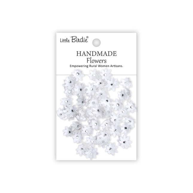Fleurs faites à la main Micro Jewlled Florettes - Blanc givré 60pc