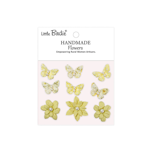 Fleurs en papier imprimé faites à la main - Timothy, Symphonie jaune 9pc