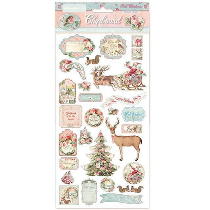 Chipboard cm.15x30 Noël rose