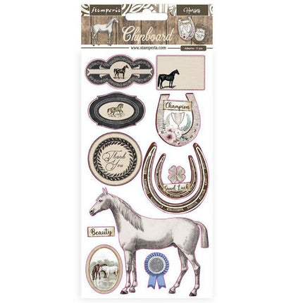 Chipboard 15x30 cm - Chevaux romantiques