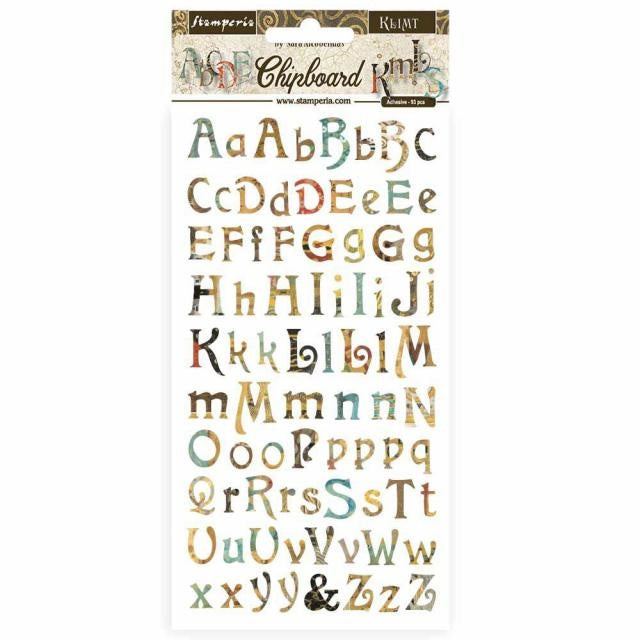 Chipboard 15x30 cm - alphabet Klimt