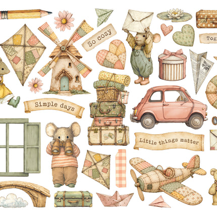 Die cuts décoratifs imprimés pour les loisirs créatifs - Cozy Family