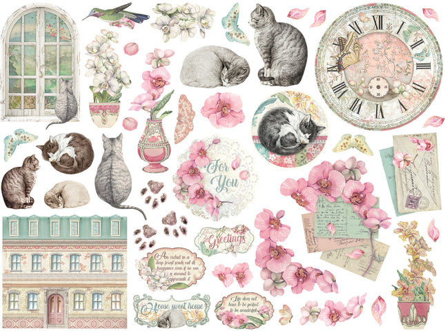 Die cuts assortis - Orchidées et chats