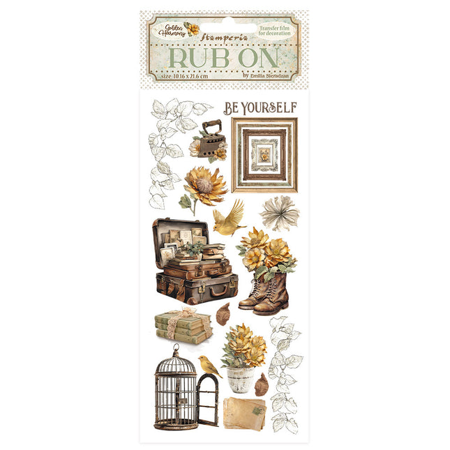 Transferts à frotter cm 10,16x21,6 - Golden Harmony valise et cage