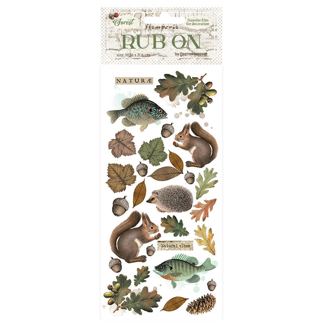 Transfert à sec cm 10,16x21,6 - Feuilles et animaux de la forêt