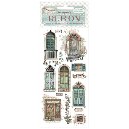 Transferts à frotter 10,16x21,6 cm - Venice City of Art portes et fenêtres